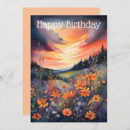 水の色の風景（バターカップと夕日を含む） シーズンカード