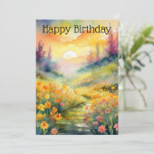 水の色の風景(バターカップと夕日を含む) シーズンカード (スタンド正面)