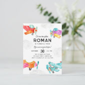 水の色の飛行機雲スカイキッド飛行機誕生日 ポストカード (スタンド正面)