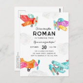 水の色の飛行機雲スカイキッド飛行機誕生日 ポストカード (正面/裏面)