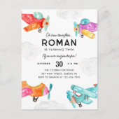 水の色の飛行機雲スカイキッド飛行機誕生日 ポストカード (正面)