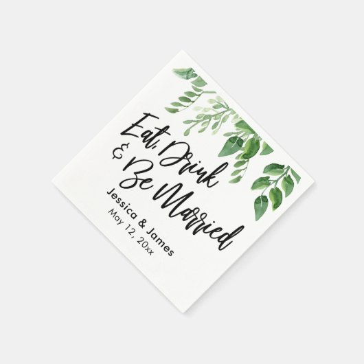 水の色の食べ緑草、飲み物と結婚したbe スタンダードカクテルナプキン (角)