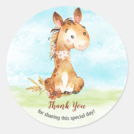 水の色の馬の赤ちゃんシャワー農場ありがとう ラウンドシール