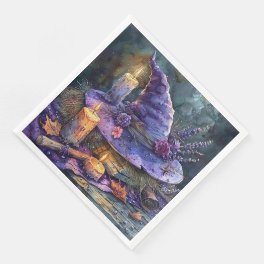 水の色の魔女の帽子とデコページの花模様 (コーナー)