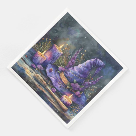 水の色の魔女の帽子とデコページの花模様 (コーナー)