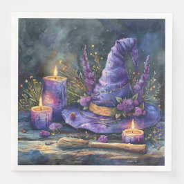 水の色の魔女の帽子とデコページの花模様