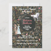 水の色の魔法のおとぎ話ユニコーン赤ちゃんシャワー 招待状 (正面)