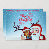 水の色の魔法のサンタクロース笑顔ルドルフ シーズンカード (正面/裏面)