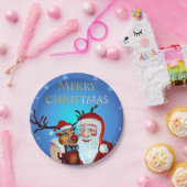 水の色の魔法のサンタクロース笑顔ルドルフ ペーパープレート (パーティー)