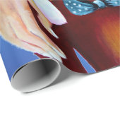 水の色の魔法のサンタクロース笑顔ルドルフ ラッピングペーパー (ロールコーナー)