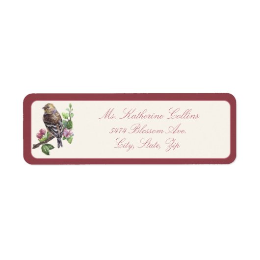 水の色の鳥の枝 ラベル (正面)