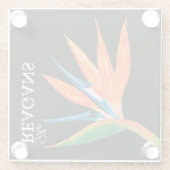 水の色の鳥パラダイスパーソナライズされたカスタム ガラスコースター (裏面)