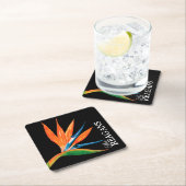 水の色の鳥パラダイスパーソナライズされたカスタム スクエアペーパーコースター (インサイチュ)