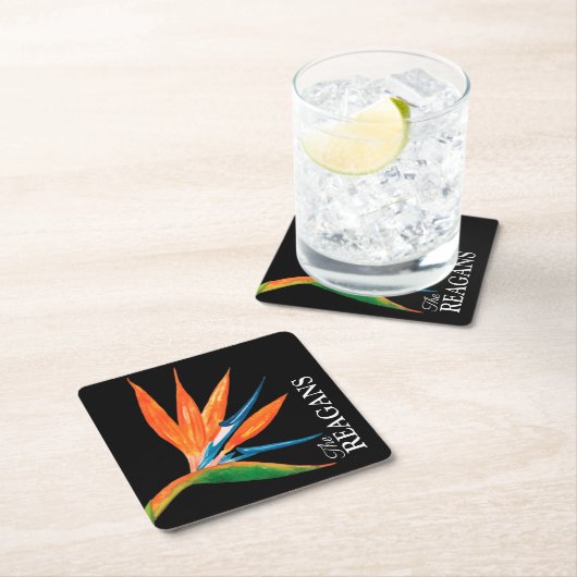 水の色の鳥パラダイスパーソナライズされたカスタム スクエアペーパーコースター (インサイチュ)