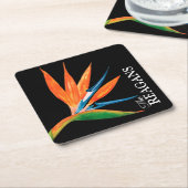 水の色の鳥パラダイスパーソナライズされたカスタム スクエアペーパーコースター (アングル)