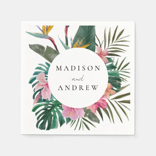 水の色の鳥パラダイスリース結婚ズ スタンダードカクテルナプキン (正面)