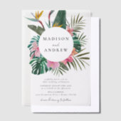 水の色の鳥パラダイスリース結婚ズ ベラム紙招待状 (オフセット)