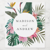 水の色の鳥パラダイスリース結婚ズ ワインラベル (シングルラベル)