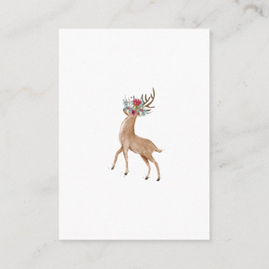 水の色の鹿のフローラアントラーパイン冬の結婚式 エンクロージャーカード (裏面)
