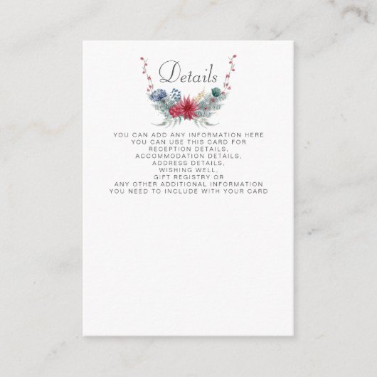 水の色の鹿のフローラアントラーパイン冬の結婚式 エンクロージャーカード (正面)