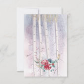 水の色の鹿のフローラアントラーパイン冬の結婚式 出欠カード (裏面)