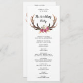 水の色の鹿の〔雄ジカの〕枝角ボヘミアンカントリーウェディング プログラム (正面/裏面)