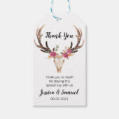 水の色の鹿の〔雄ジカの〕枝角ボヘミアン結婚の感謝の気持ち ギフトタグ (正面)