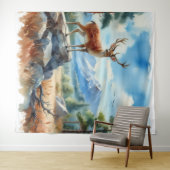 水の色の鹿自然 タペストリー (インサイチュ(横))