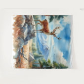 水の色の鹿自然 タペストリー (正面(横))