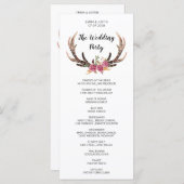 水の色の鹿〔雄ジカの〕枝角カントリーウェディングラックカード プログラム (正面/裏面)