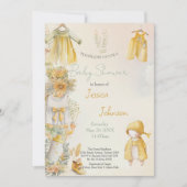 水の色の黄色のベビー供給ベビーシャワー 招待状 (正面)