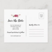 水の色の〔雄ジカの〕枝角日付の国の結婚式を保存 案内ポストカード (裏面)