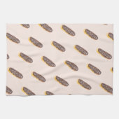 水の色のeclairsドーナツおもしろいミニマティックピンク キッチンタオル (横)