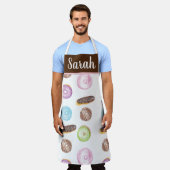 水の色のeclairsドーナツおもしろいWhimiscal Sweet エプロン (着用した状態)