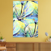 水の色のEthereal花の花びら キャンバスプリント (インサイチュ (リビング))
