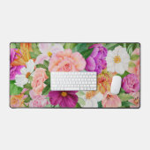水の色はっきりしたフローラガーデンパープルピンクローズ デスクマット (キーボード&マウス)