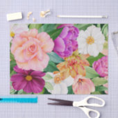 水の色はっきりしたフローラパープルピンクローズダリア 薄葉紙 (クラフト)