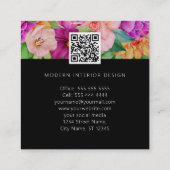 水の色はっきりしたフローラパープルピンクローズブラック スクエア名刺 (裏面)