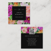 水の色はっきりしたフローラパープルピンクローズブラック スクエア名刺 (正面/裏面)