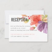 水の色はっきりしたワイルドフラワーピンクのウェディングレセプション 招待状 (正面)