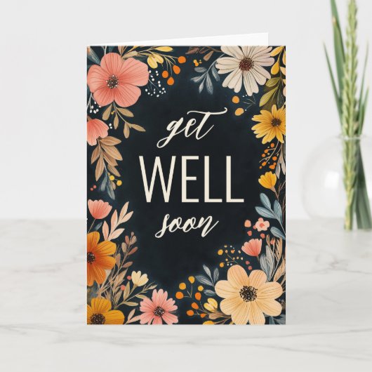 水の色はっきりした花模様ウェルすぐにカスタム カード (正面)