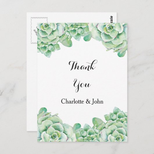 水の色は多肉質結婚の感謝のノート ポストカード (正面/裏面)