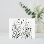 水の色は夜の黒で木材のカラス ポストカード (スタンド正面)