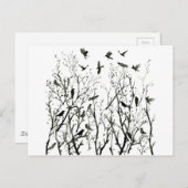 水の色は夜の黒で木材のカラス ポストカード (正面/裏面)