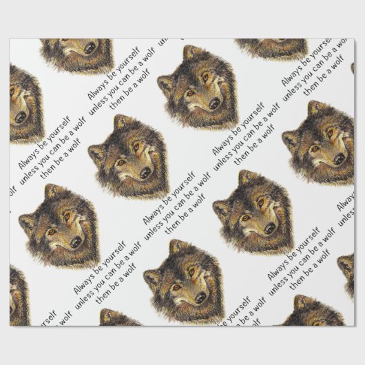 水の色は常に自分のウルフアニマルアートになる ラッピングペーパー (フラット)