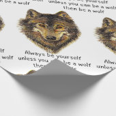 水の色は常に自分のウルフアニマルアートになる ラッピングペーパー (角)