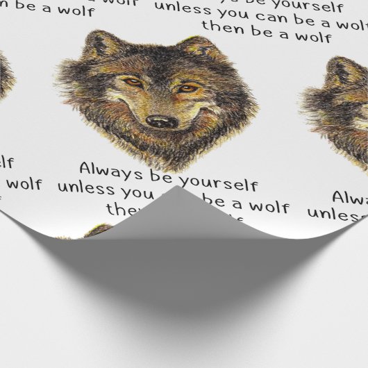 水の色は常に自分のウルフアニマルアートになる ラッピングペーパー (角)