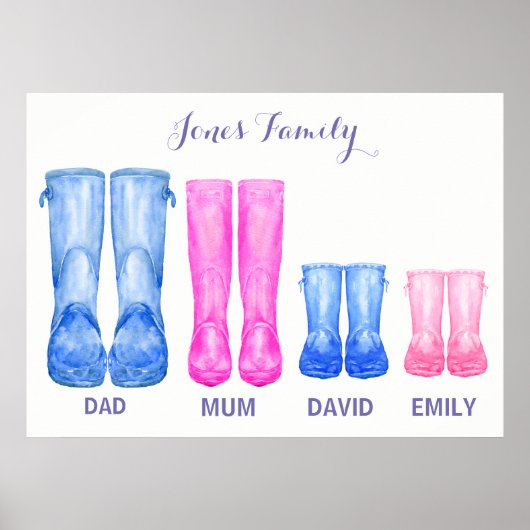 水の色は歓迎する私の家族のゴムのブーツ ポスター (正面)