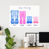 水の色は歓迎する私の家族のゴムのブーツ ポスター (ホームオフィス)