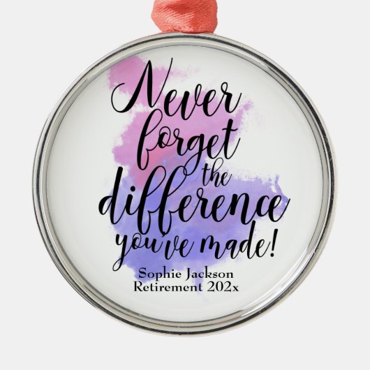 水の色は決忘れして差の退職 メタルオーナメント (正面)